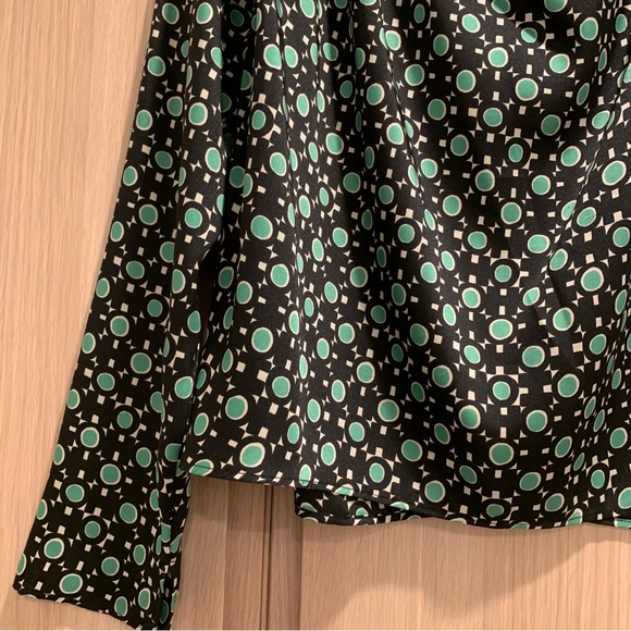 Zara Printed Draped Long Sleeve Blouse - L - Picture 8 of 9